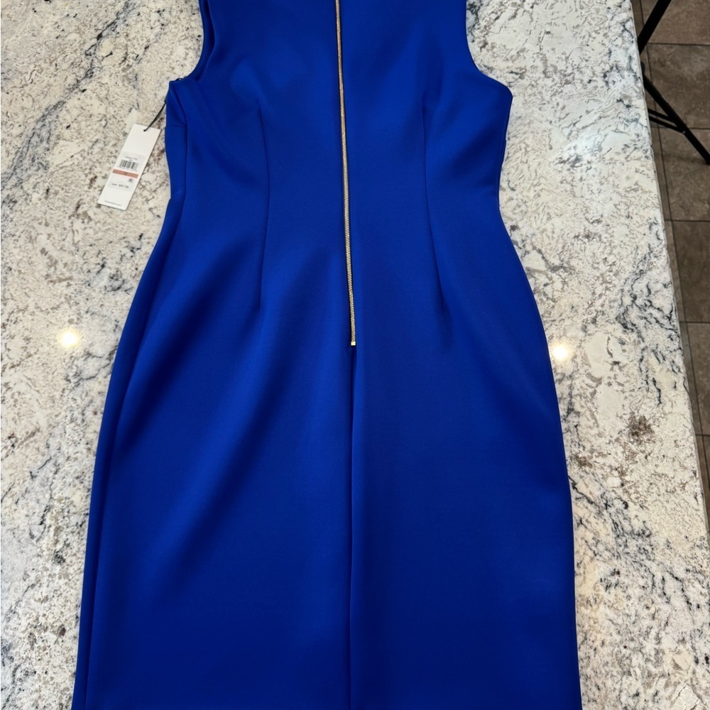 Calvin Klein Cobalt Blue Sheath Dress NWT Size 12- spring wedding dress - Picture 4 of 9